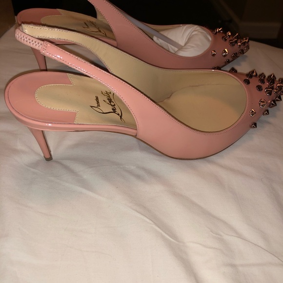Drama pink sling back Christian loubotin heels - Picture 7 of 8